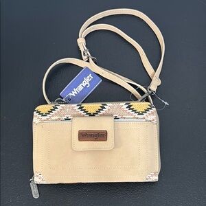 Wrangler Tan and Yellow Crossbody Bag with Adjustable Strap